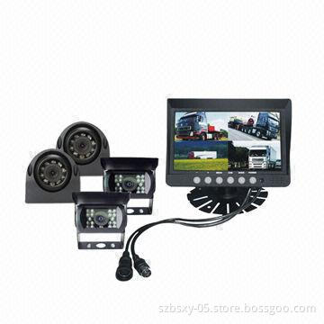 Rear-view System with 7-inch Digital Quad Monitor Revising Cameras with IR LED Lights
